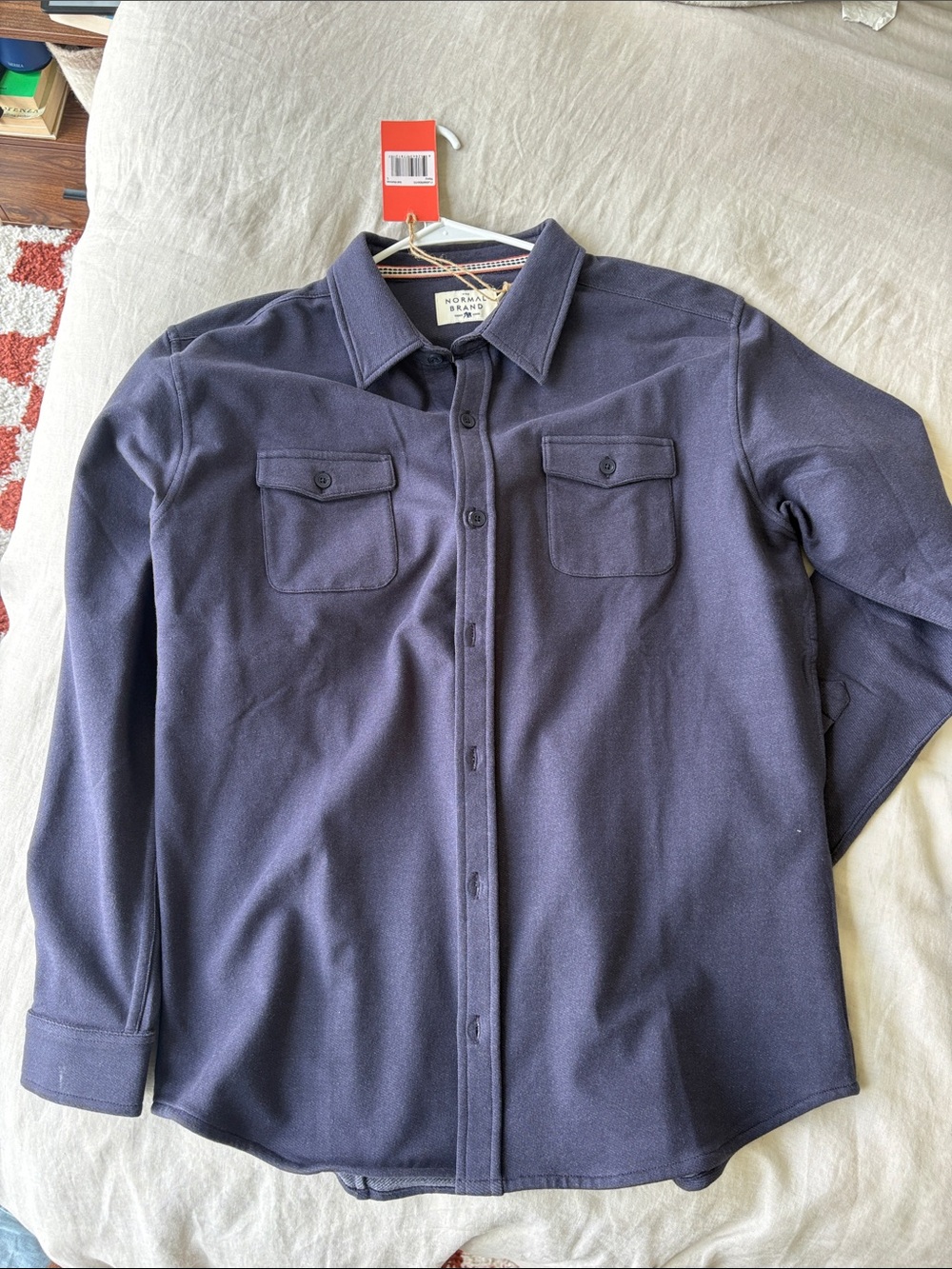 The Normal Brand Navy Button-Up Shirt Jacket